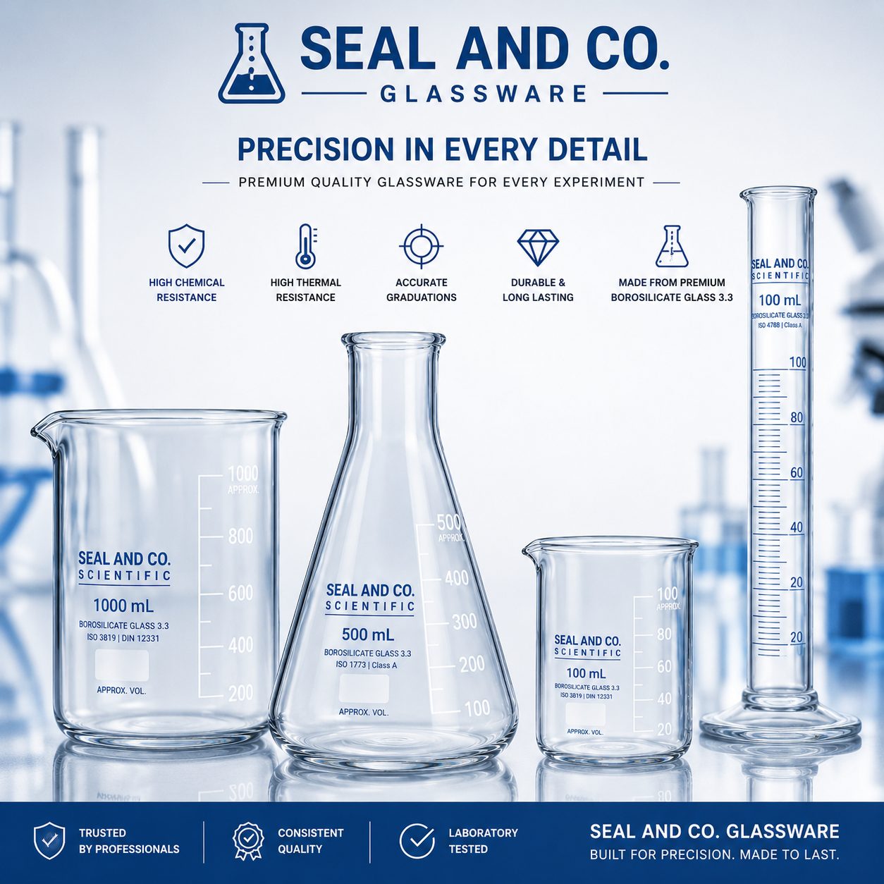 SEAL AND CO. Borosilicate Glass Beaker – Laboratory Grade - Image 3