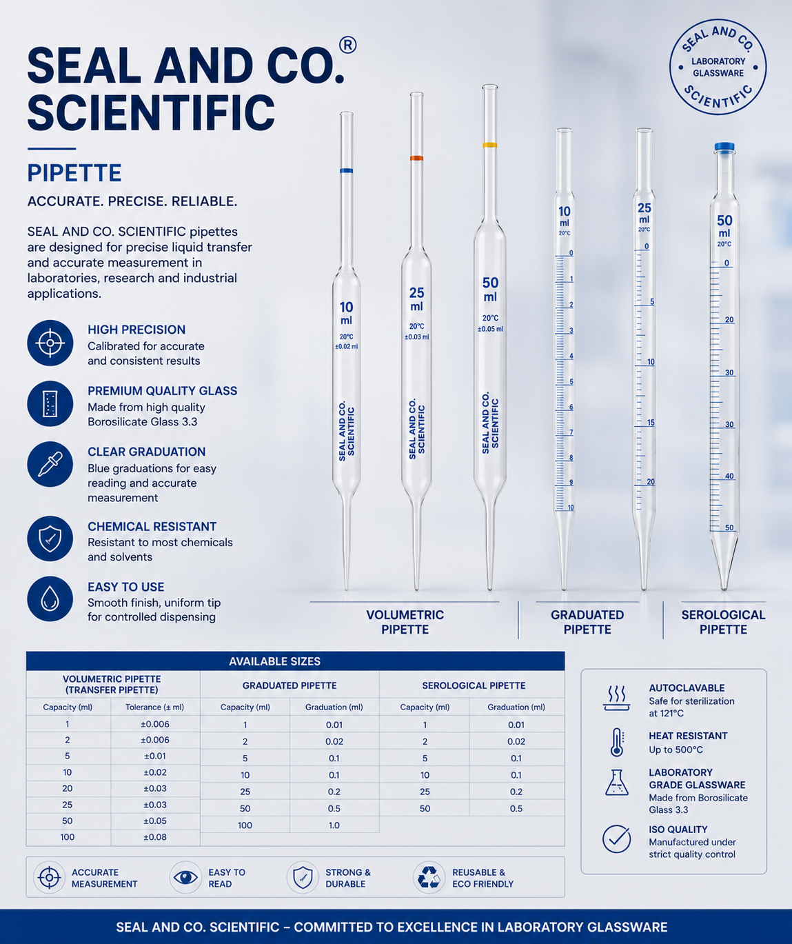 SEAL AND CO. Serological B Pipette – Laboratory Grade