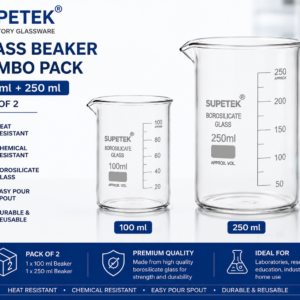 Supertek Glass Beaker Combo Pack – 100 ml + 250 ml | Borosilicate Laboratory Beakers (Pack of 2)