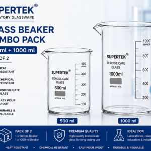 Supertek Glass Beaker Combo Pack β 500 ml + 1000 ml Borosilicate Laboratory Beakers (Pack of 2)