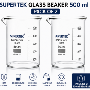Glass Beaker 500 ml (Pack of 2) β Borosilicate Laboratory Beakers